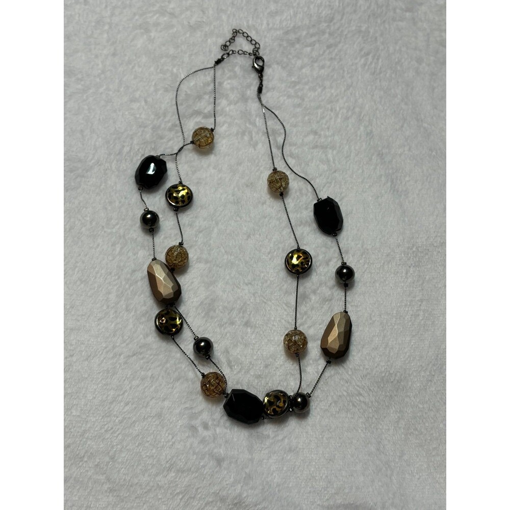 Chunky Layered Black/Brown Animal Cheetah print Adjustable Fashion Necklace